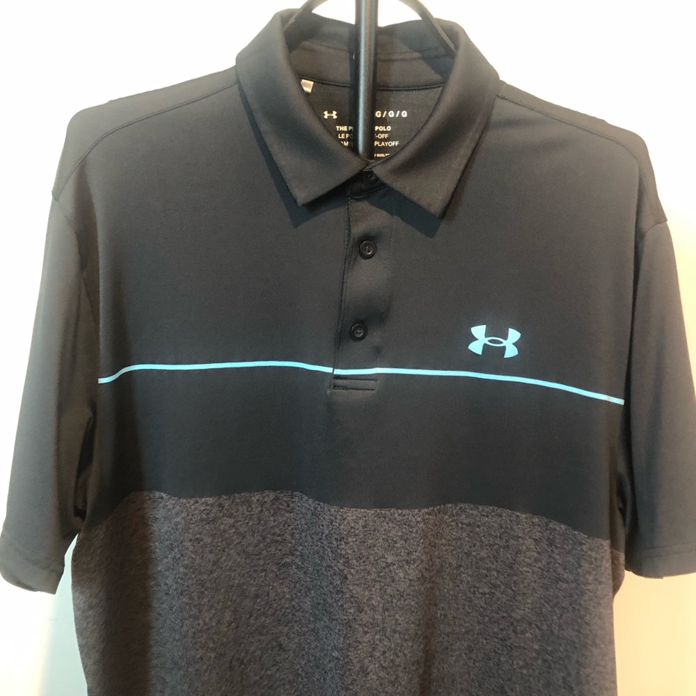 Under Armour Men’s Black, Gray & Light Blue Performance Polo